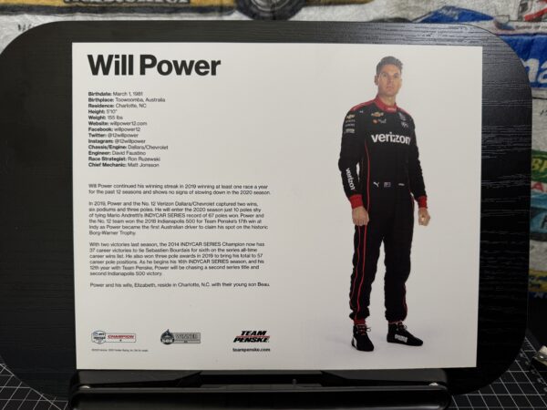 Will Power Signed 2020 Team Penske Hero Cards - Image 2