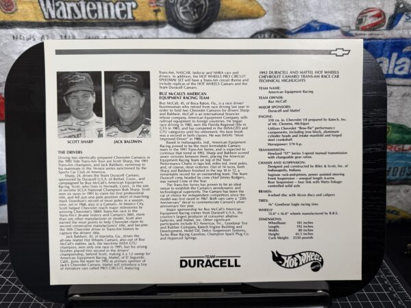 1992 Hot Wheels Trans Am Camaro Hero Cards - Image 2